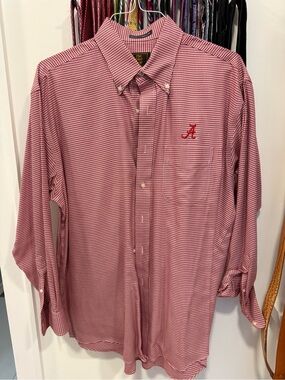 Men's Alabama Crimson Tide Houndstooth Button-Down Shirt with Embroidered 'A'